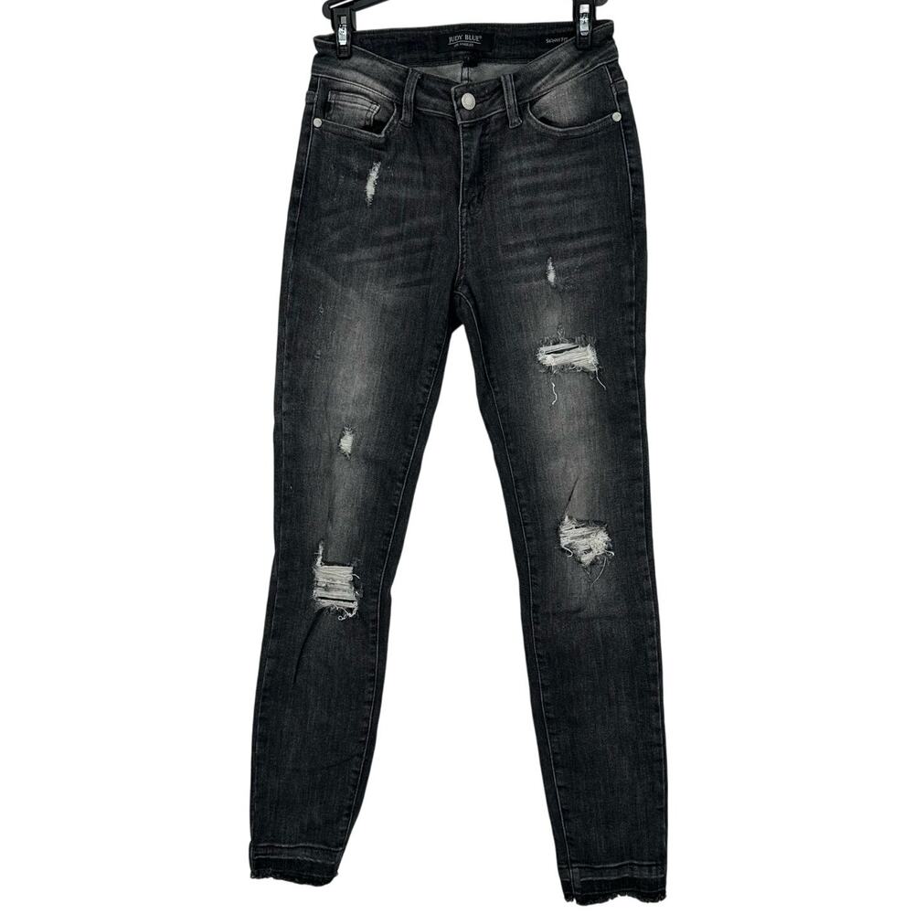 Judy Blue Size 3 /26 Black Skinny Fit Jeans Denim Slightly Distressed Style